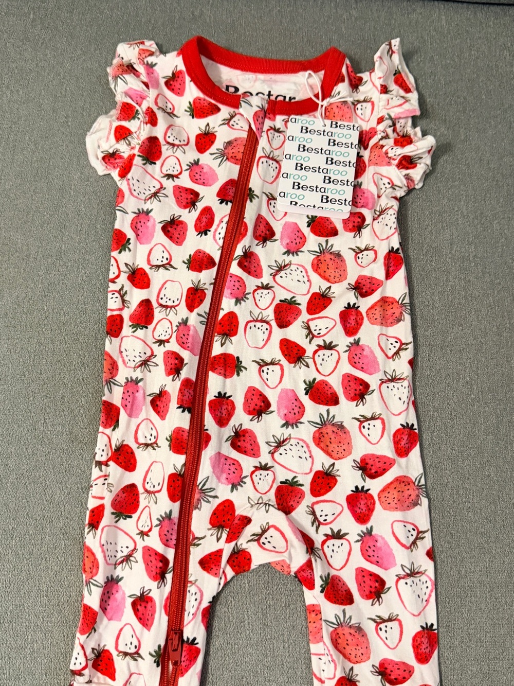 Bestaroo Pink & Red Strawberry Romper for Kids